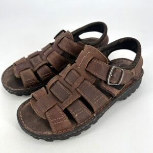 Y2K Faded Glory Mens Leather Chunky Fisherman Sandals Brown Size 10 Vintage